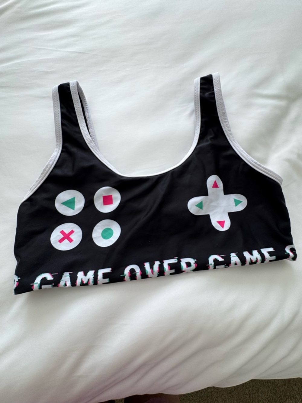 Black 'Game Over' Graphic Sports Bra